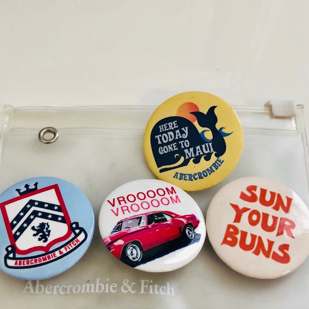 Vintage A&F Original 2003 Set of 4 Abercrombie & Fitch Pins Sun You Buns